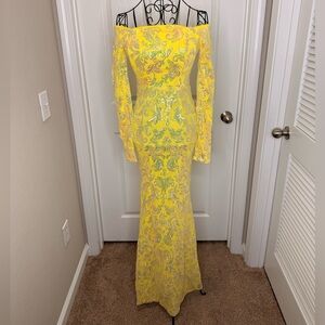 Elegant Yellow Off-Shoulder Dress